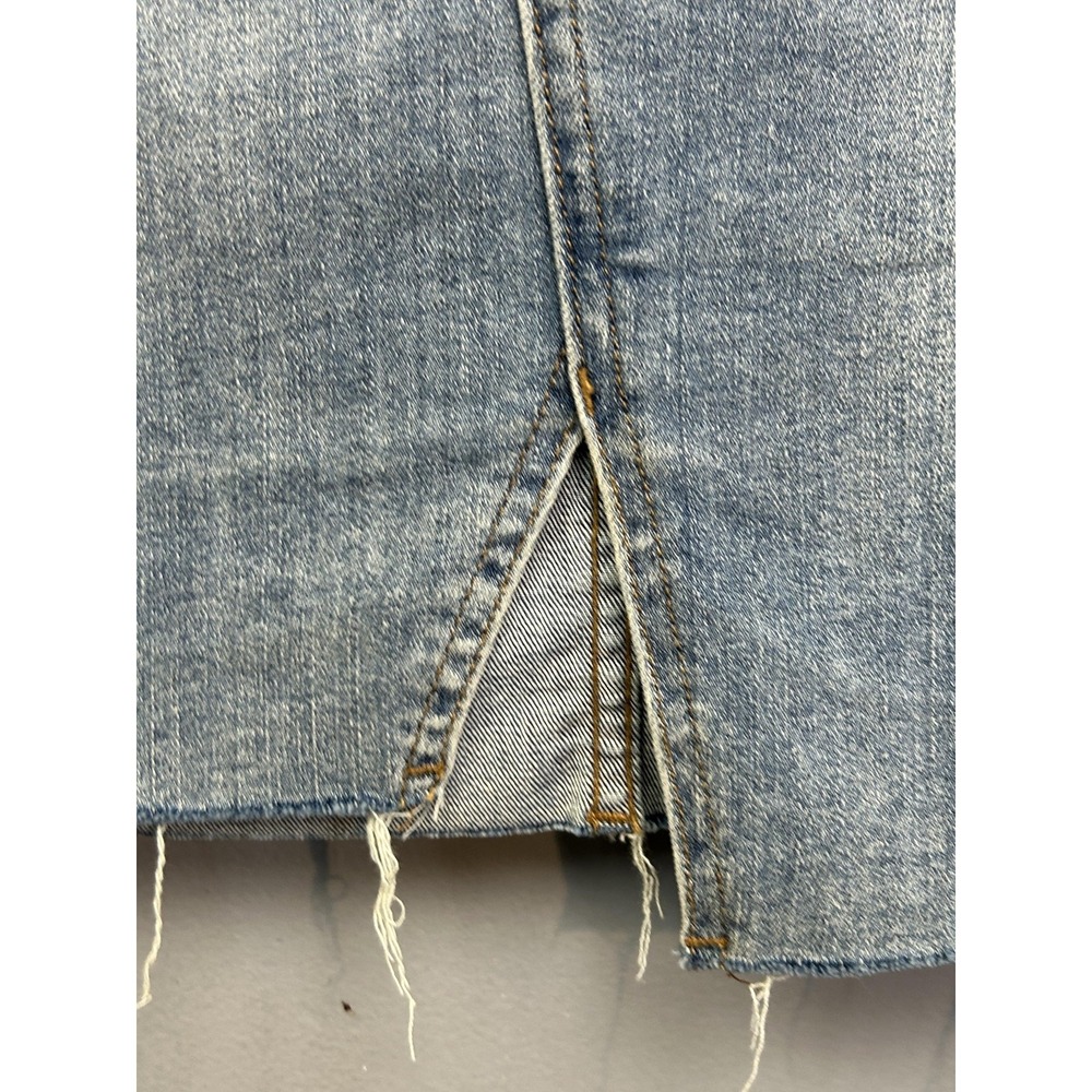Spanx Skirt Womens‎ XL Blue Denim Pencil Knee Length Frayed Slit Lined - Picture 7 of 10